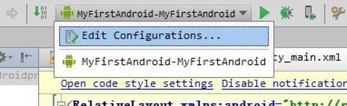 edit configurationsc߅ľGɫ“+”̖xandroid application